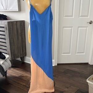 Lovers + Friends Asymmetrical Blue and Peach Dress